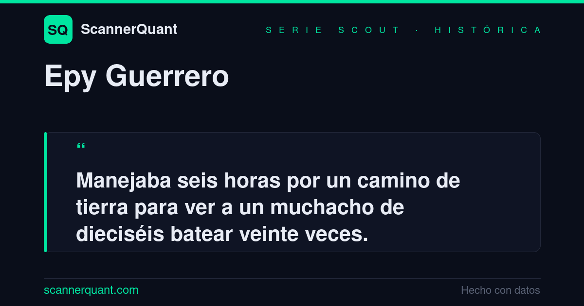 Placa: Epy Guerrero manejaba seis horas por un camino de tierra para ver batear a un muchacho de dieciséis años.